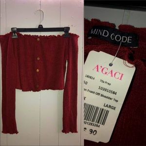 Agaci off shoulder long sleeve crop top size L